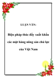 LUẬN VĂN:  Biện pháp thúc đẩy xuất khẩu các mặt hàng nông sản chủ lực của Việt Nam