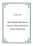 Luận văn đề tài: Một số giải pháp nhằm nâng cao hiệu quả sử dụng vốn đầu tư trên địa bàn tỉnh Bắc Giang