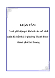 Luận văn: Đánh giá hiệu quả kinh tế của mô hình quản lý chất thải ở phường Thanh Bình – thành phố Hải Dương