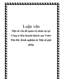 Luận văn: Một số vấn đề quản trị nhân sự tại Công ty liên doanh khách sạn Vườn Thủ Đô- Kinh nghiệm & Một số giải pháp