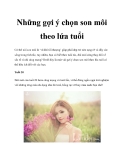 Những gợi ý chọn son môi theo lứa tuổi