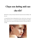 Chọn son dưỡng môi sao cho tốt?