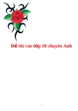 5 đề thi mẫu  vào lớp 10 chuyên anh