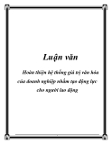 Luận văn: Hoàn thiện hệ thống giá trị văn hóa của doanh nghiệp nhằm tạo động lực cho người lao động