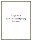 Đề tài: Bài toán nhận dạng biển số xe