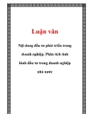  Luận văn: Nội dung đầu tư phát triển trong doanh nghiệp. Phân tích tình hình đầu tư trong doanh nghiệp nhà nước