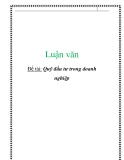  Luận văn:  Quỹ đầu tư trong doanh nghiệp