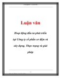  Luận văn: Hoạt động đầu tư phát triển tại Công ty cổ phần cơ điện và xây dựng. Thực trạng và giải pháp