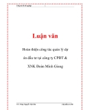  Luận văn: Hoàn thiện công tác quản lý dự án đầu tư tại công ty CPĐT & XNK Đoàn Minh Giang