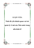 LUẬN VĂN: Tính tất yếu khách quan vai trò quản lý vĩ mô của Nhà nước trong nền kinh tế