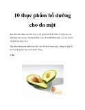 10 thực phẩm bổ dưỡng cho da mặt