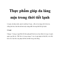 Thực phẩm giúp da láng mịn trong thời tiết lạnh