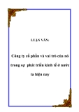 LUẬN VĂN:  Công ty cổ phần và vai trò của nó trong sự phát triển kinh tế ở nước ta hiện nay