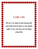 Đề tài: Các nhân tố ảnh hưởng đến quá trình chuyển dịch cơ cấu ngành nghề và tạo việc làm của lao động nông thôn