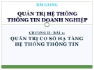 Bài giảng Quản trị hệ thống thông tin doanh nghiệp - Chương II (Bài 1): Quản trị cơ sở hạ tầng hệ thống thông tin