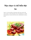 Mẹo chọn và chế biến thịt bò