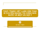 Thực trạng viết luận văn thạc sĩ chuyên ngành Tài chính Nhà nước. Các đề xuất cải tiến 