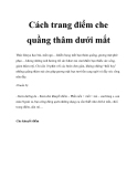 Cách trang điểm che quầng thâm dưới mắt