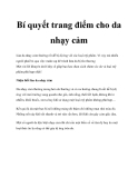 Bí quyết trang điểm cho da nhạy cảm