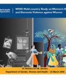 WHO Multi-country Study on Women’s Health  and Domestic Violence  against Women 