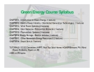 Green Energy Course Syllabus