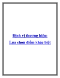 Định vị thương hiệu: Lựa chọn điểm khác biệt