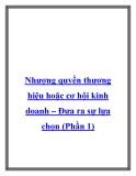 Nhượng quyền thương hiệu hoặc cơ hội kinh doanh – Đưa ra sự lựa chọn (Phần 1)