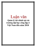  Luận văn: Quản lý tài chính tại các trường đại học công lập ở Việt Nam đến năm 2010