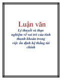 Luận văn: Lý thuyết và thực nghiệm về vai trò của tính thanh khoản trong việc ổn định hệ thống tài chính