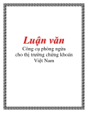 Luận văn: Công cụ phòng ngừa cho thị trường chứng khoán Việt Nam