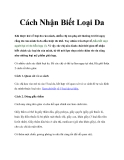 Cách Nhận Biết Loại Da