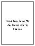 Ries & Trout đã sai: Mở rộng thương hiệu vẫn hiệu quả