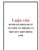 Luận văn: ĐÁNH GIÁ KHÁI QUÁT VỀ CÔNG TY IMEXIN VÀ MỘT SỐ Ý KIẾN ĐÓNG GÓP