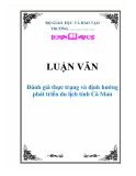 LUẬN VĂN: Đánh giá thực trạng và định hướng phát triển du lịch tỉnh Cà Mau