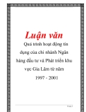  Luận văn đề tài : Quá trình hoạt động tín dụng của chi nhánh Ngân hàng đầu tư và Phát triển khu vực Gia Lâm từ năm 1997 - 2001