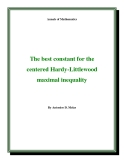 Đề tài " The best constant for the centered Hardy-Littlewood maximal inequality"