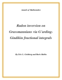 Đề tài "  Radon inversion on Grassmannians via G˚ardingGindikin fractional integrals "