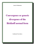 Đề tài "  Convergence or generic divergence of the Birkhoff normal form "