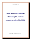 Đề tài " Norm preserving extensions of holomorphic functions from subvarieties of the bidisk "