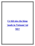 Cơ hội nào cho hàng 'made in Vietnam' tại Mỹ?