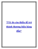 “5 lý do còn thiếu để trở thành thương hiệu hàng đầu“