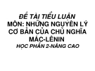 ĐỀ TÀI TIỂU LUẬN MÔN: NHỮNG NGUYÊN LÝ CƠ BẢN CỦA CHỦ NGHĨA MÁC-LÊNIN HỌC