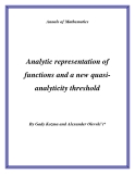 Đề tài "  Analytic representation of functions and a new quasianalyticity threshold "
