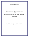 Đề tài " Discreteness of spectrum and positivity criteria for Schr¨odinger operators "