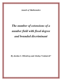 Đề tài " The number of extensions of a number field with fixed degree and bounded discriminant "