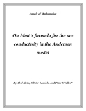 Đề tài "  On Mott’s formula for the acconductivity in the Anderson model "