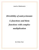 Đề tài " Divisibility of anticyclotomic L-functions and theta functions with complex multiplication "