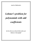 Đề tài "Annals of Mathematics  Lehmer’s problem for polynomials with odd coefficients "