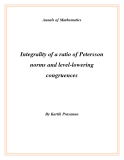 Đề tài " Integrality of a ratio of Petersson norms and level-lowering congruences "