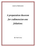 Đề tài "  A preparation theorem for codimension-one foliations "